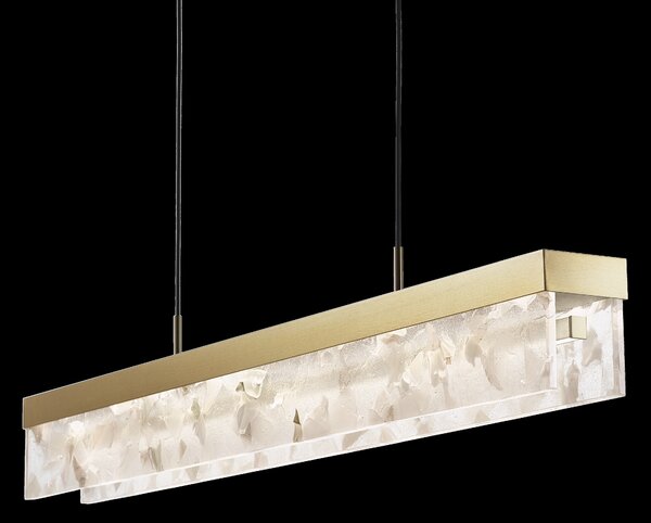 Bomma Luxusní LED závěsné svítidlo Fragment line, s baldachýnem Stmívání, řízení: DALI, Povrch Montury: Kartáčovaná stříbrná, Barva skla: Černá