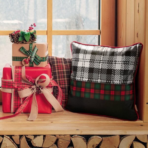 VÁNOČNÍ DEKORAČNÍ POVLAK NA POLŠTÁŘ SANTA 1KS 45X45 CM VZOROVANÁ