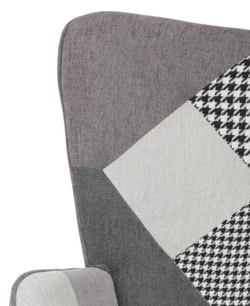 Křeslo patchwork s podnožkou AK-305B PWBK2