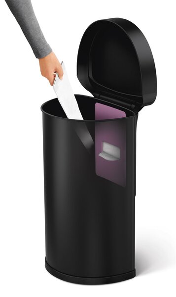 Simplehuman bezdotykový odpadkový koš - 45 l, půlkulatý, černá ocel, inteligentní sensor