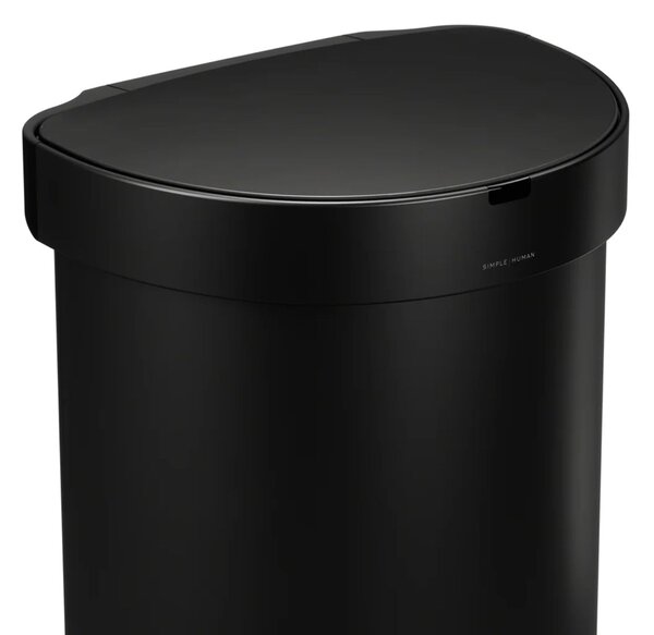 Simplehuman bezdotykový odpadkový koš - 45 l, půlkulatý, černá ocel, inteligentní sensor