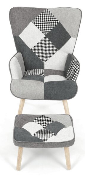 Křeslo patchwork s podnožkou AK-305B PWBK2