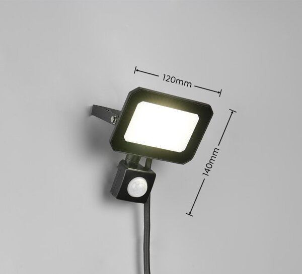 TRIO Reality R23349132 FUNCHAL venkovní svítidlo/reflektor se senzorem SMD LED 20W/1800lm 4000K IP44 černá matná