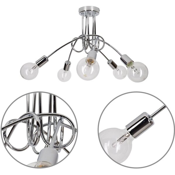 Stropní svítidlo Edison 5, chromové tělo svítidla