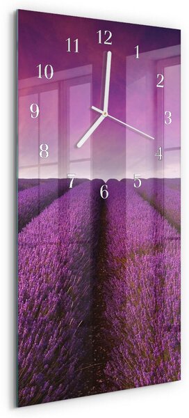 Skleněné hodiny vertikální Levandulové pole zsppb-30x60-00079702