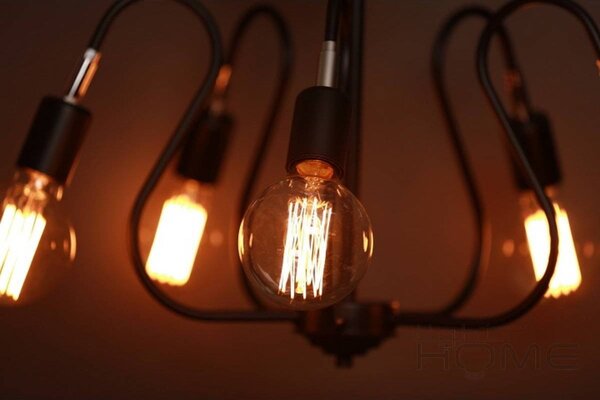 Stropní svítidlo Edison 5, chromové tělo svítidla