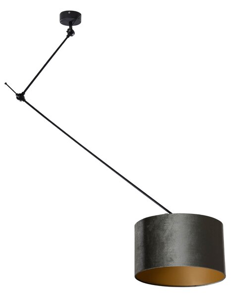 Závěsné svítidlo černé se sametovým stínidlem zelené 35cm - Blitz