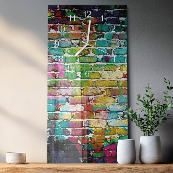 Skleněné hodiny vertikální Cihlový zsppb-30x60-00087332