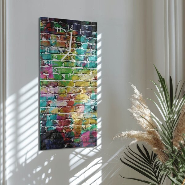 Skleněné hodiny vertikální Cihlový zsppb-30x60-00087332