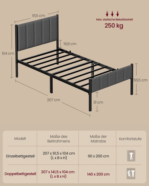 Kovová postel 90 cm RMB972GN01