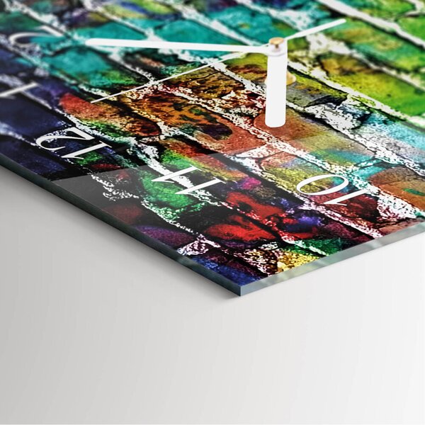 Skleněné hodiny vertikální Cihlový zsppb-30x60-00087332