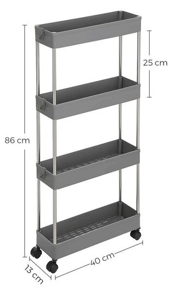 Pojízdný úložný vozík šedý APV-E1008 GREY