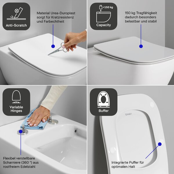 Duravit Univavo univerzální WC sedátko s pomalým sklápěním, hranaté