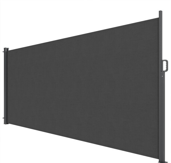 Outsunny zatahovací neprůhledná boční roleta — clona pro soukromí, UPF 50+, voděodpudivá a odolná proti větru, 420 × 185 cm — tmavě šedá | Aosom