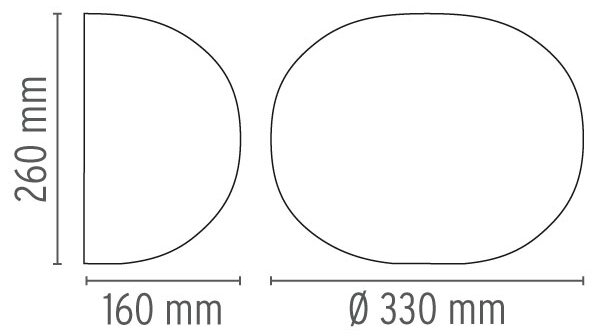 Flos F3022000 Glo-Ball W, nástěnné svítidlo z triplexového skla, 1x70W E27, šířka 33cm