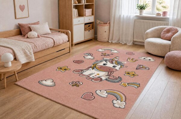 Koberec KIDDO 6110 světle růžový / bílý