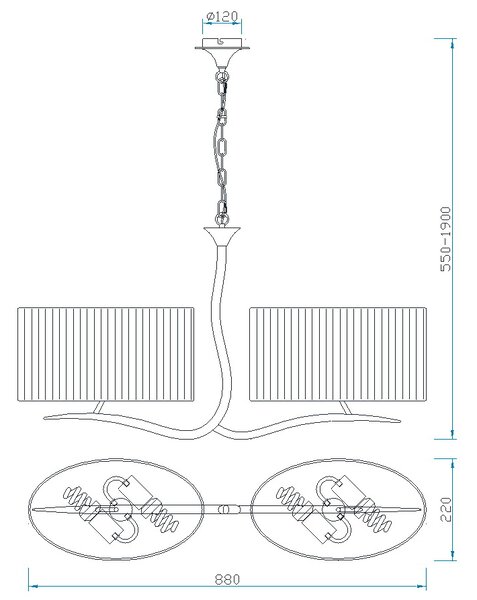 Mantra 1150 Eve 1150, závěsné svítidlo španělského výrobce, 3x20W E27, hnědá/stínítko ze smetanového textilu, délka 88cm