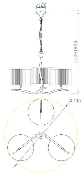 Mantra 1151 Eve 1151, závěsné svítidlo španělského výrobce, 3x20W E27, hnědá/stínítko ze smetanového textilu, prům.70cm