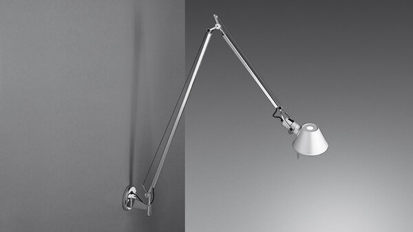Artemide A029050 Tolomeo Braccio, designové nástěnné svítidlo s vypínačem, 1x12W LED E27, hliník, max. 167cm