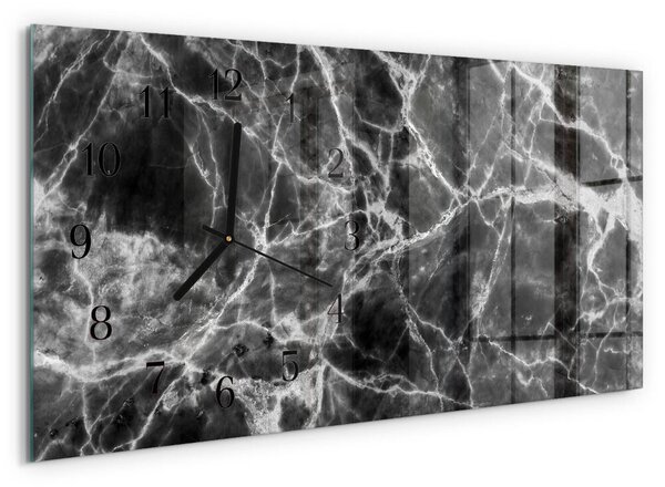 Skleněné hodiny horizontální Černý mramor zsppc-60x30-00295385