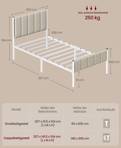 Kovová postel 90 cm RMB972LH01