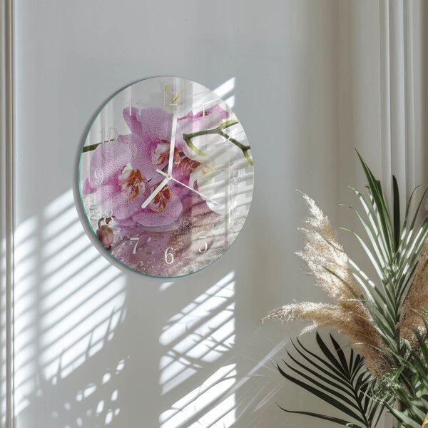 Skleněné hodiny na stěnu Orchidej zsob-fi30-00083742