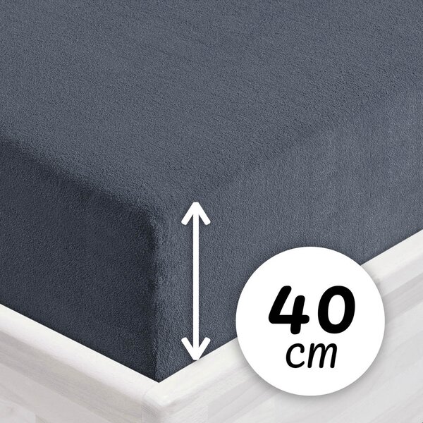 Froté napínací prostěradlo na extra vysokou matraci FR-029 Antracitově šedé 80 x 200 - výška 40 cm