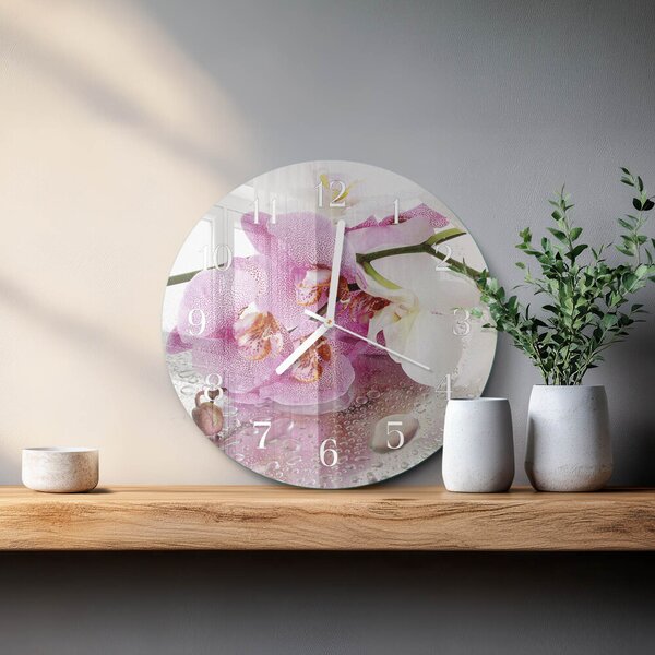 Skleněné hodiny na stěnu Orchidej zsob-fi30-00083742