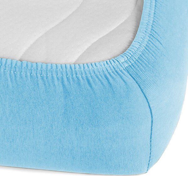 Jersey napínací prostěradlo na extra vysokou matraci JR-017 Azurově modré 80 x 200 - výška 40 cm