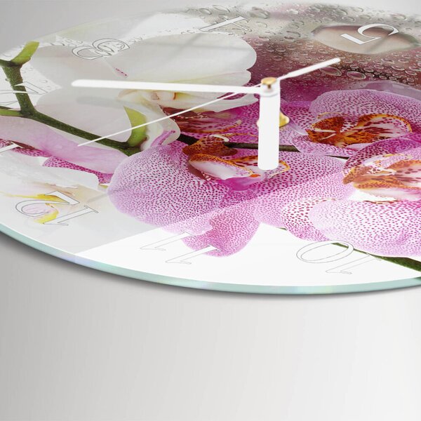 Skleněné hodiny na stěnu Orchidej zsob-fi30-00083742