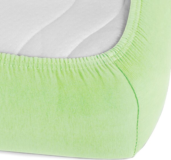 Jersey napínací prostěradlo na extra vysokou matraci JR-018 Pastelově zelené 80 x 200 - výška 40 cm