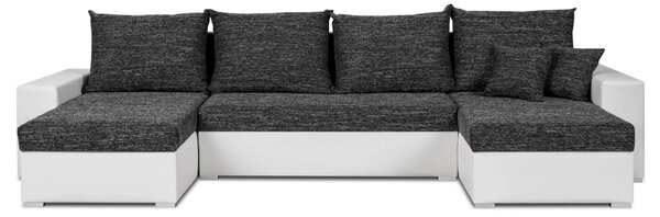 Rohová sedací souprava s funkcí spaní LEO-U Šedá/černá