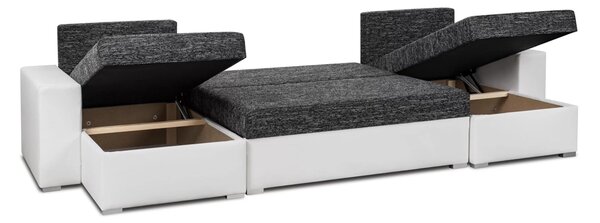 Rohová sedací souprava s funkcí spaní LEO-U Šedá/černá