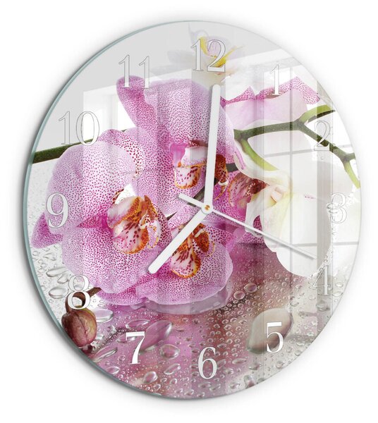 Skleněné hodiny na stěnu Orchidej zsob-fi30-00083742