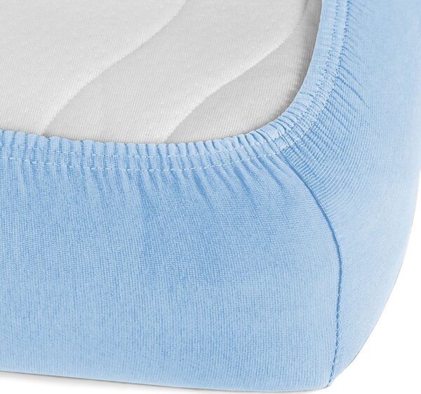 Jersey napínací prostěradlo na extra vysokou matraci JR-014 Nebesky modré 80 x 200 - výška 40 cm