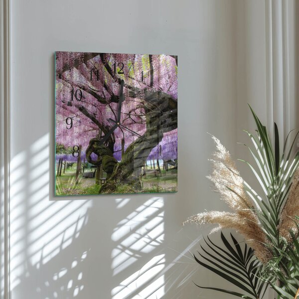 Skleněné hodiny na stěnu Stromy zskc-30x30-00177545
