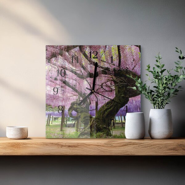 Skleněné hodiny na stěnu Stromy zskc-30x30-00177545