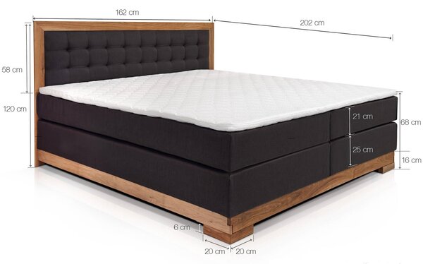 Boxspring postel masiv divoký dub Albert 160x200
