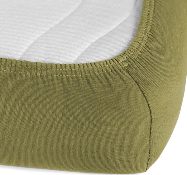 Jersey napínací prostěradlo JR-020 Olivové 90 x 200 - výška 20 cm