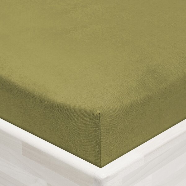 Jersey napínací prostěradlo JR-020 Olivové 90 x 200 - výška 20 cm