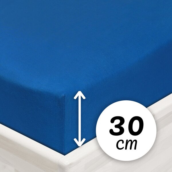 Jersey napínací prostěradlo na vysokou matraci JR-016 Modré 80 x 200 - výška 30 cm
