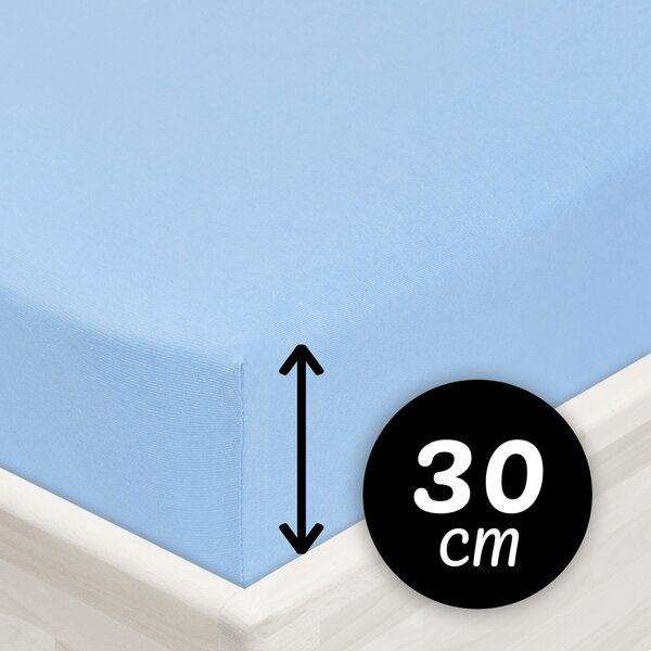 Jersey napínací prostěradlo na vysokou matraci JR-014 Nebesky modré 80 x 200 - výška 30 cm