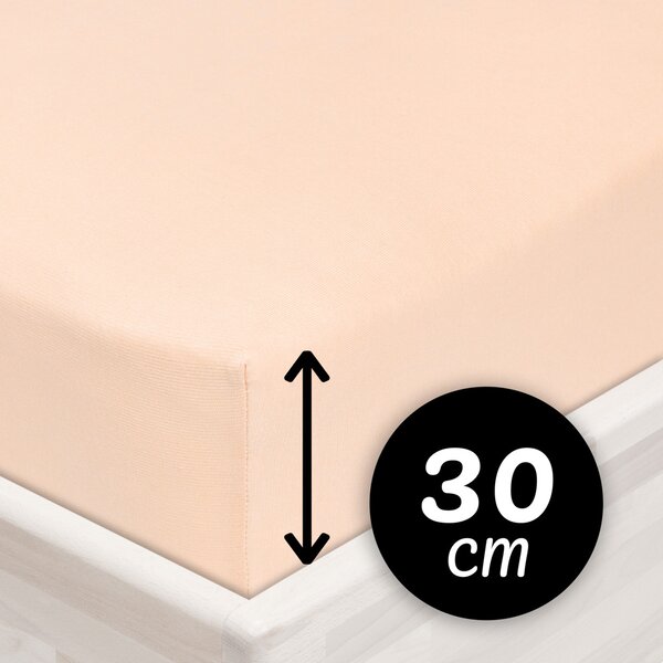 Jersey napínací prostěradlo na vysokou matraci JR-021 Pudrové 80 x 200 - výška 30 cm