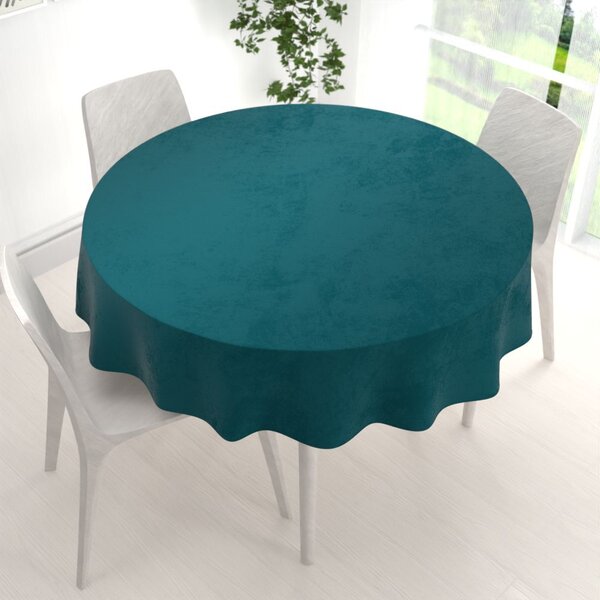 Biante Sametový kulatý ubrus Velvet Premium SVP-025 Petrolejový Ø 110 cm
