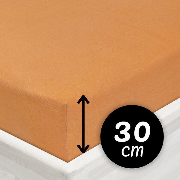 Jersey napínací prostěradlo na vysokou matraci JR-022 Okrové 80 x 200 - výška 30 cm