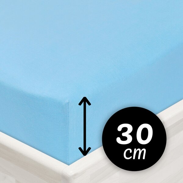 Jersey napínací prostěradlo na vysokou matraci JR-017 Azurově modré 80 x 200 - výška 30 cm
