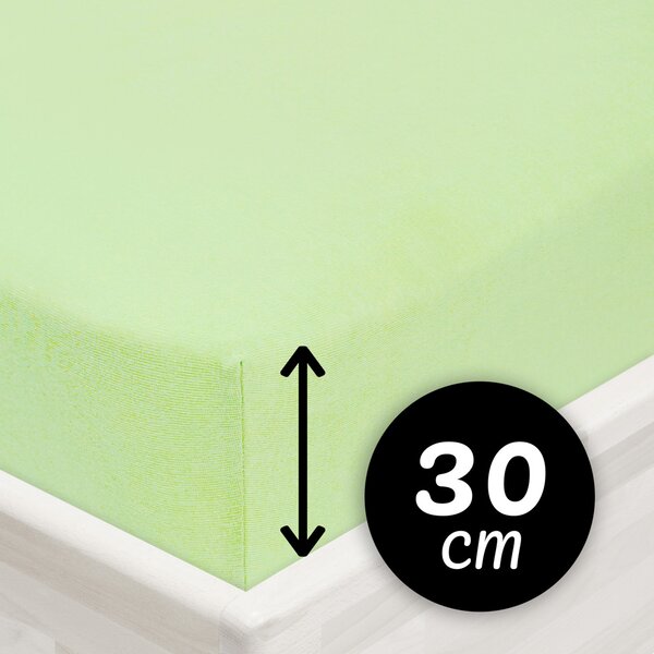 Jersey napínací prostěradlo na vysokou matraci JR-018 Pastelově zelené 80 x 200 - výška 30 cm