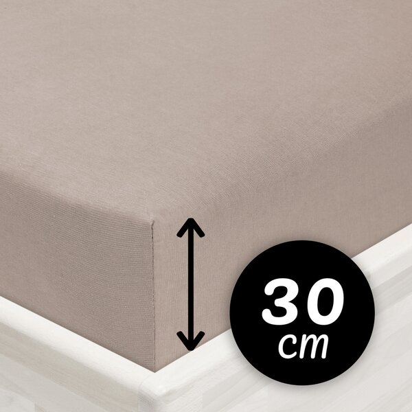 Jersey napínací prostěradlo na vysokou matraci JR-027 Šedohnědé 80 x 200 - výška 30 cm