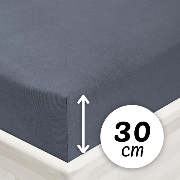 Jersey napínací prostěradlo na vysokou matraci JR-029 Antracitově šedé 80 x 200 - výška 30 cm