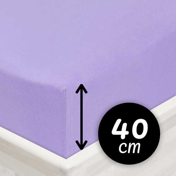 Jersey napínací prostěradlo na extra vysokou matraci JR-012 Levandulové 80 x 200 - výška 40 cm